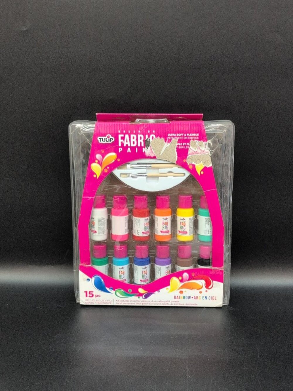 Tulip Brush on Fabric Paint & Palette Kit 15 Piece Multicolors